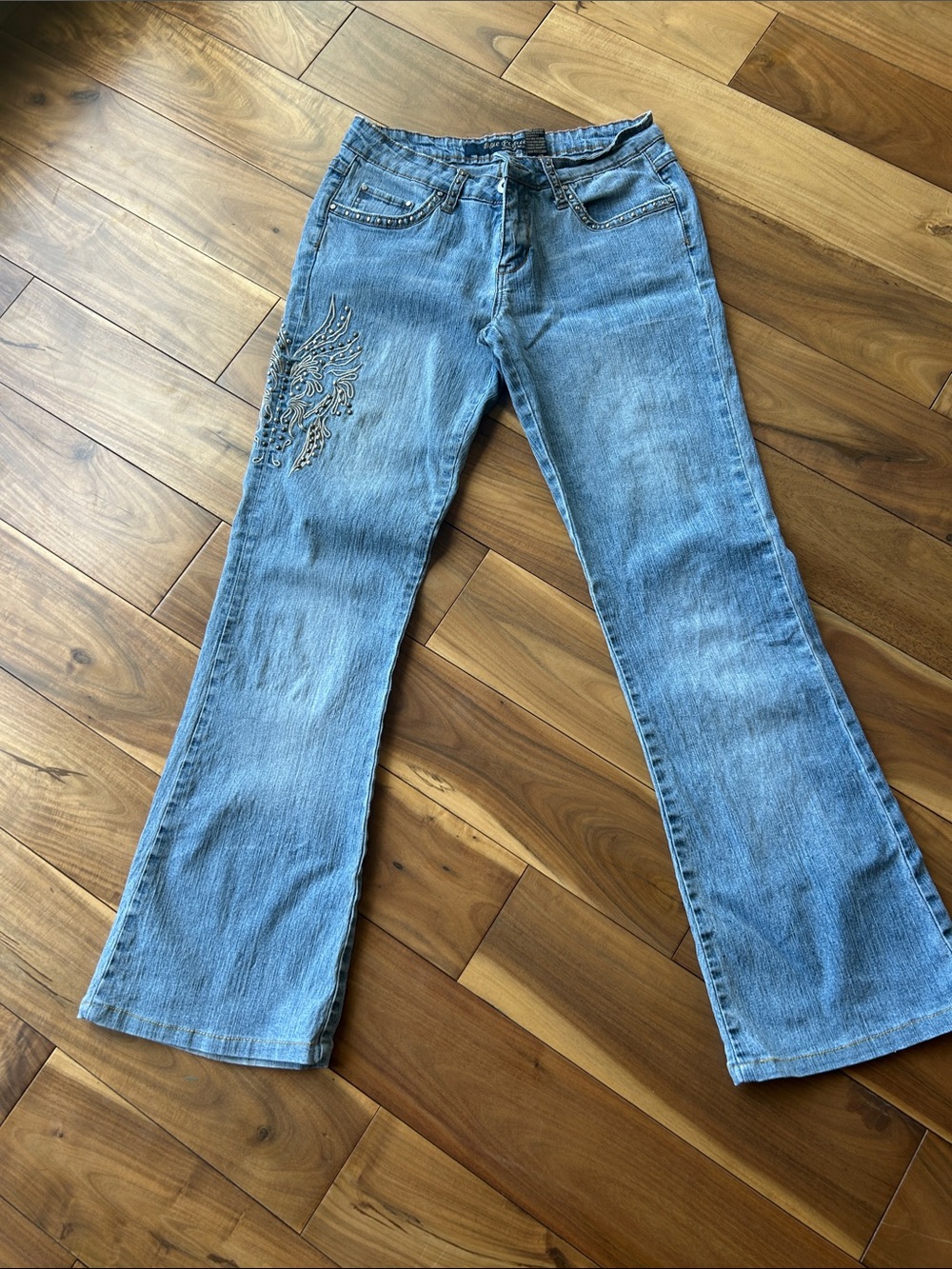 Women’s Light Blue Embellished Flare Jeans